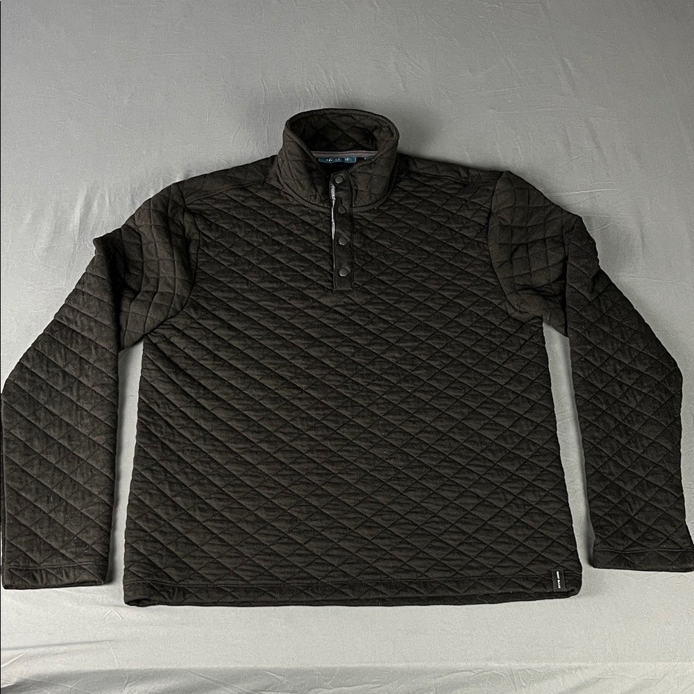 Perry Ellis Men's Medium Black Long Sleeve‎ Quilted Snap Casual Shirt